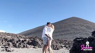 We climbed a volcano and he erupted in my mouth with cum