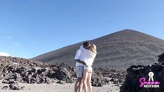 We climbed a volcano and he erupted in my mouth with cum