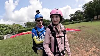 Squirt orgasm during adventurous paragliding in HD