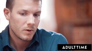 Passionate sex with a real couple, Vanna Bardot and Codey Steele, on the couch