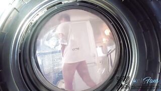 Girl searches for missing underwear in the washing machine and gets fucked