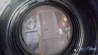 Girl searches for missing underwear in the washing machine and gets fucked