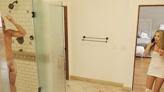 Athena Faris sneaks into the shower with her stepdad and gets fucked hard