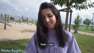 A horny Italian college girl is getting fucked outdoors