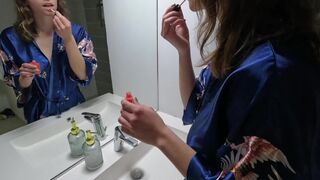 French student gets fucked hard in the bathroom