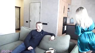 A girl's mom is giving a lesson to her boyfriend on how to have sex