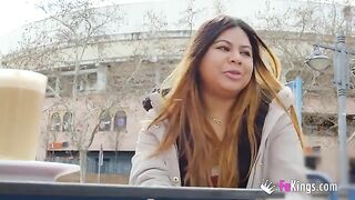 Amateur fat Latina Yiyi Candy exposes herself on the street before getting fucked hard