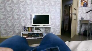The stepson fucked his stepmom, and dad waited outside