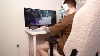 Decided to distract him with a blowjob and an anal surprise, double penetration and creampie