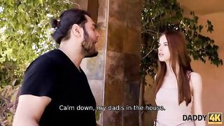 The naughty girl seduces her boyfriend’s dad because he’s boring
