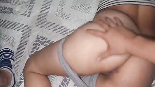 A beautiful woman has sex with her man in his pajamas, she swallows the sperm