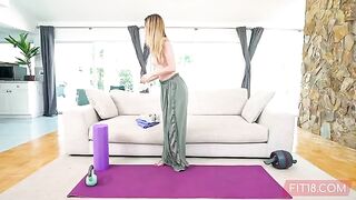 Skinny and flexible teen Molly Little gets her pussy filled with cum in POV