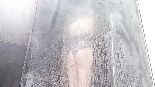 Sweet wet pussy makes the girl squirt in shower