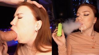 A cute girl with a smoking break and an amazing blowjob skill