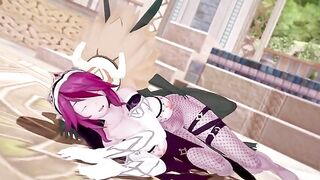 Rosaria gets her huge chest pounded by Hillachurl in Genshin Impact
