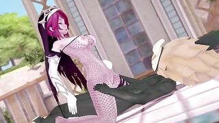 Rosaria gets her huge chest pounded by Hillachurl in Genshin Impact