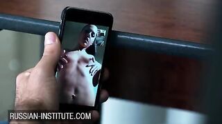 A girl warms up her boyfriend with a video call and a toy