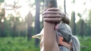 A blonde babe got fucked in the woods by her neighbor