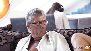 Old guy screwed his son's red-haired GF in a taboo scene