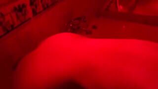 The blonde plays with sex toys in the bathroom