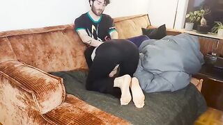 A couple has real, great sex while under the blanket