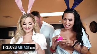 Two bunnies, Blake Blossom and Sandy Love, get fucked hard on Easter
