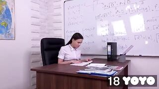 A student has a crush on his teacher and gets intimate in the chair