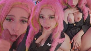 Young babe Mitsuri Kanroji from Demon Slayer gets fucked hard and cum on her face