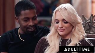 Kenna James gets a messy blowjob during her first threesome