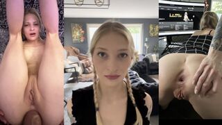Young woman fucks with a guy and gets her ass hole gapped