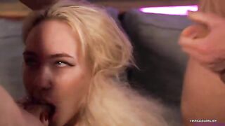 Two guys with huge cocks fucked two pretty babes in a gangbang