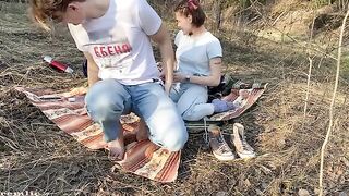 A hot chick went camping, but she didn’t stay in the tent for long