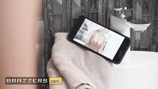Isabelle Deltore, an Australian adult actress known for her stunning blonde looks and perfect body, takes a shower and teases Jordi before getting fucked hard
