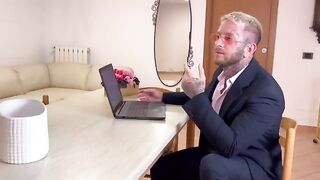 The secretary got her pussy wet and squirted on her boss' dick