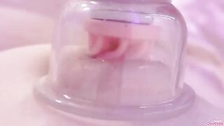 The 4th ejaculation, nipples and clitoris erect by sucking toy