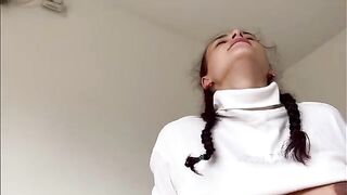 A pregnant stepsister with a big belly was fucked by me and she loved it