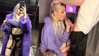 Girl met a guy in the elevator and got cum on her