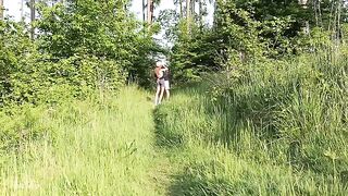 Babe exposed her pussy in the forest and got fucked hard by Noratheo