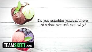 Jewelz Blu’s sexy interview and her pussy are hotter than the ice cream truck on a hot day