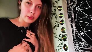 My stepsister sucks a cock while her GF plays computer