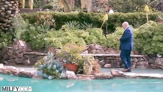 A busty blonde MILF cheats on her husband with a young man