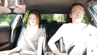 A man with a surprise for his girlfriend while driving, an intense moment