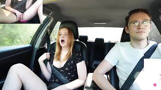 A man with a surprise for his girlfriend while driving, an intense moment