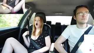 A man with a surprise for his girlfriend while driving, an intense moment