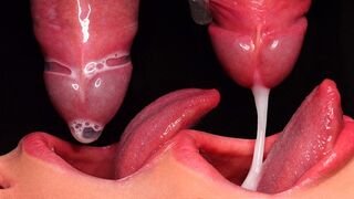 The best blowjob with a condom milk, all the cum is in the mouth! ASMR