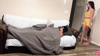 The husband agreed to be with his wife and friend on the couch
