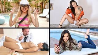 Petite babes compilation with Ember, Honey, Lulu, and Vina getting fucked hard