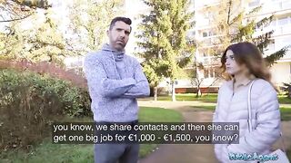 Public Agent Cheating Spanish slut gets fucked on camera for cash in public place