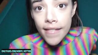 Petite slut Harmony Wonder gets her throat railed