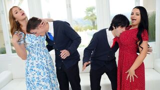 Pervert stepsons can't talk to girls, so their big tits stepmoms teach them sex